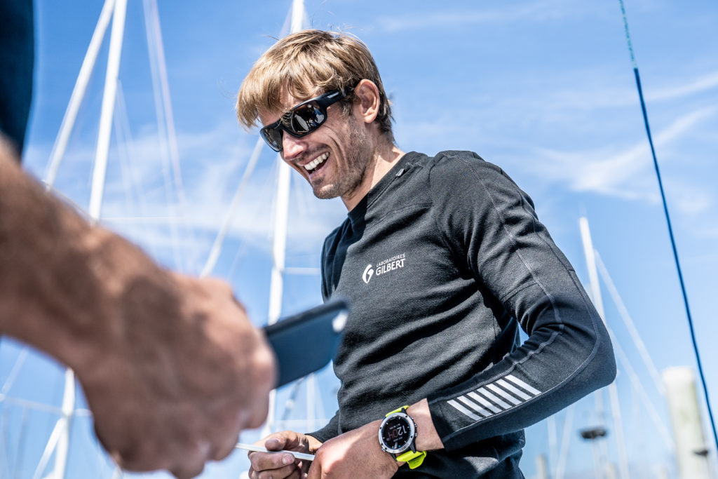 Fabien Delahaye sur le voilier Laboratoires Gilbert