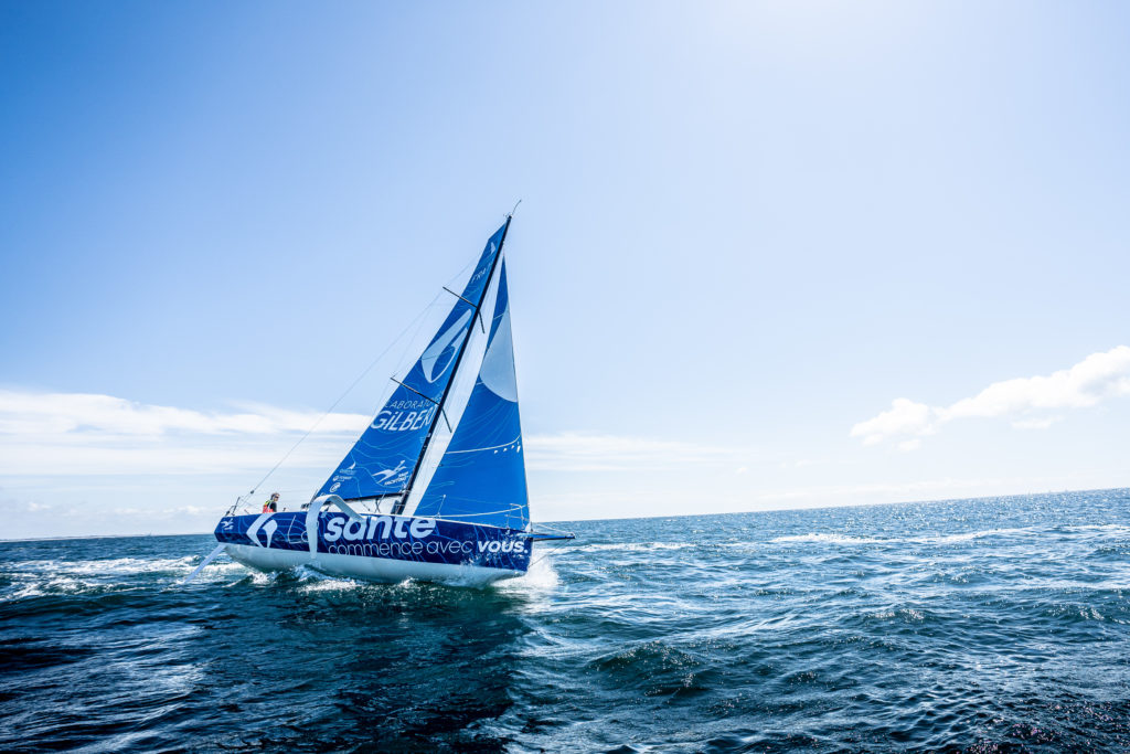 Fabien Delahaye sur le voilier Laboratoires Gilbert