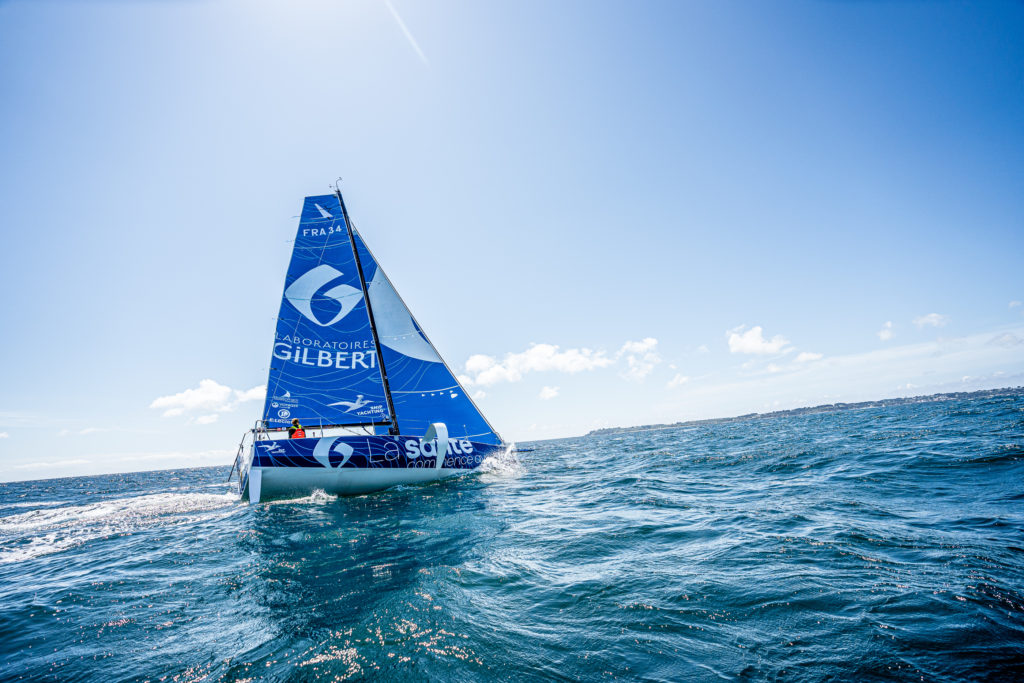 Fabien Delahaye sur le voilier Laboratoires Gilbert