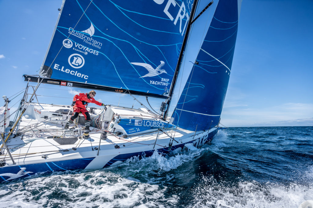 Fabien Delahaye sur le voilier Laboratoires Gilbert