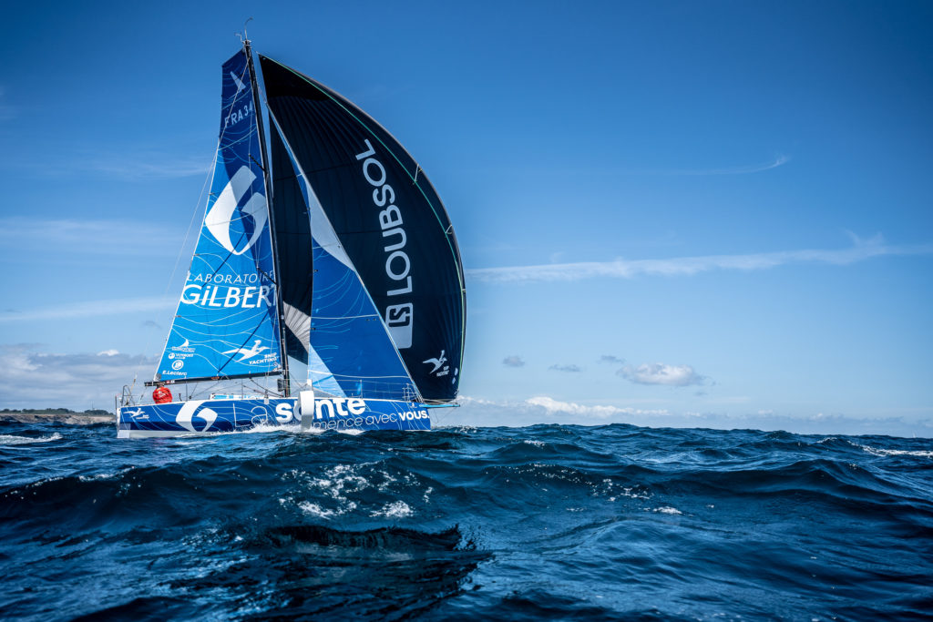 Fabien Delahaye sur le voilier Laboratoires Gilbert