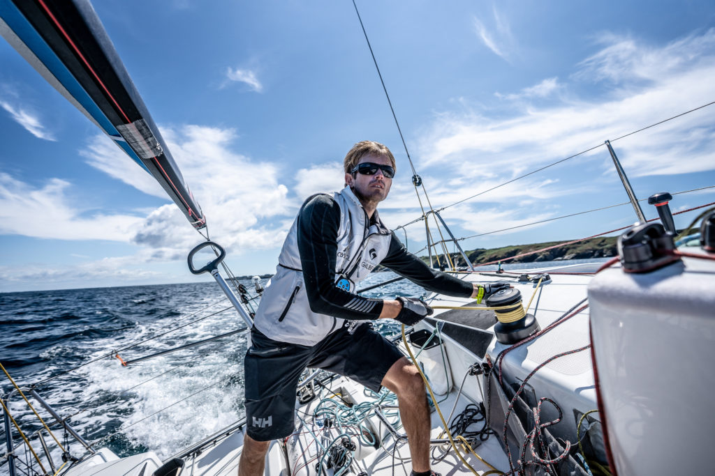Fabien Delahaye sur le voilier Laboratoires Gilbert