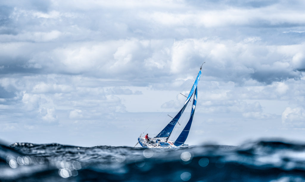 Fabien Delahaye sur le voilier Laboratoires Gilbert