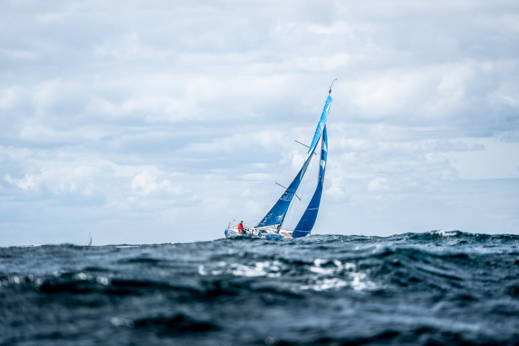 Fabien Delahaye sur le voilier Laboratoires Gilbert