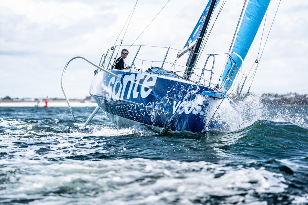 Fabien Delahaye sur le voilier Laboratoires Gilbert