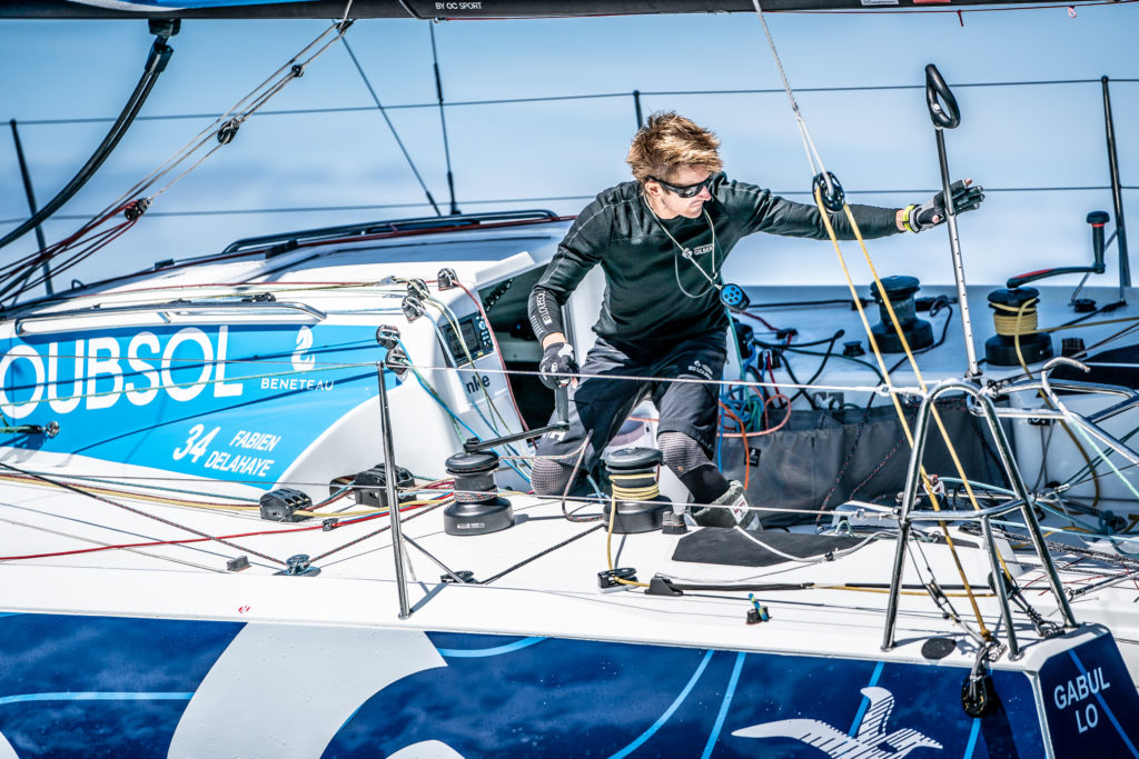Fabien Delahaye sur le voilier Laboratoires Gilbert